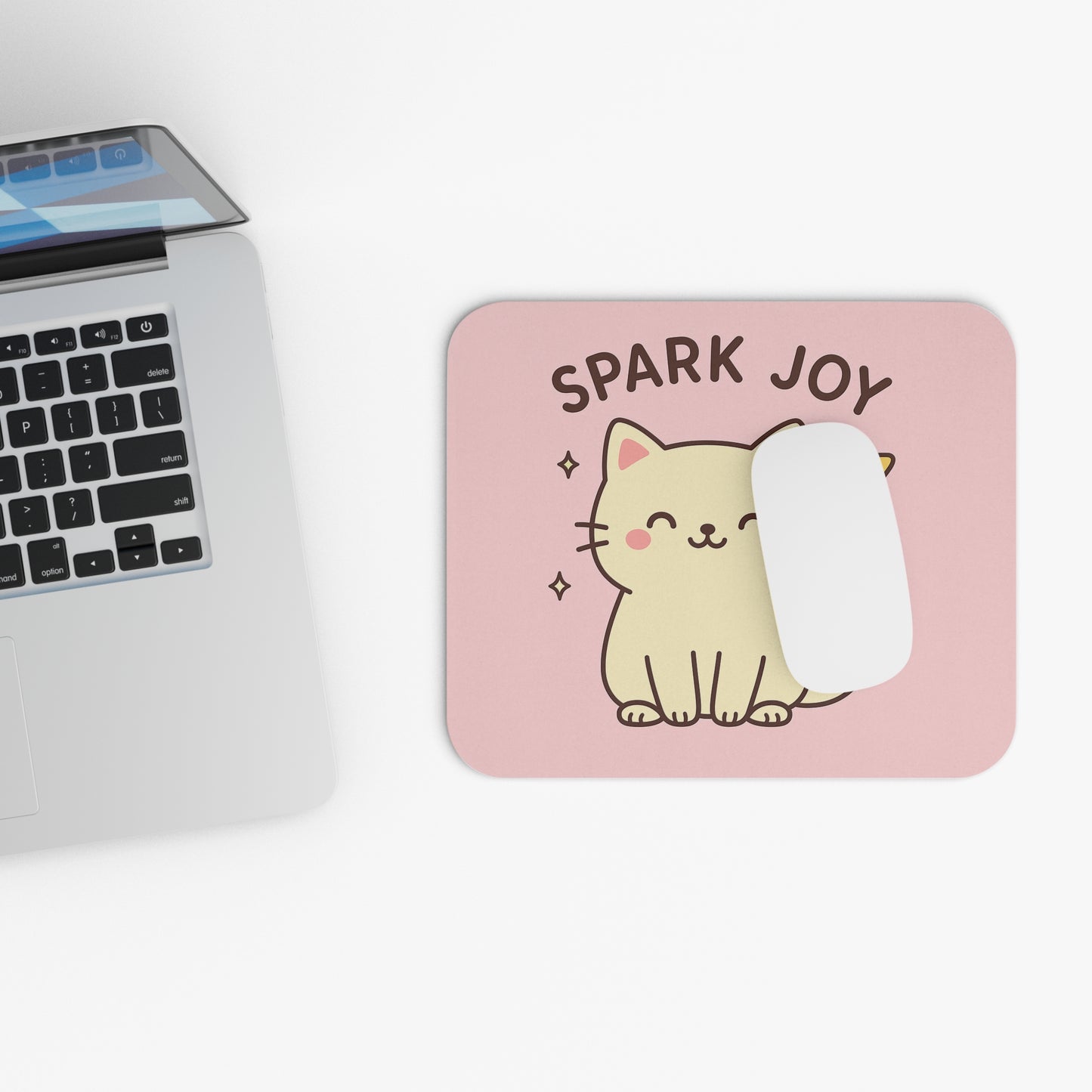 Cute Cat Themed Mouse Pad - Spark Joy Desk Accessory, Cat Lover Gift, Office Supplies, Home Decor, Fun Workspace