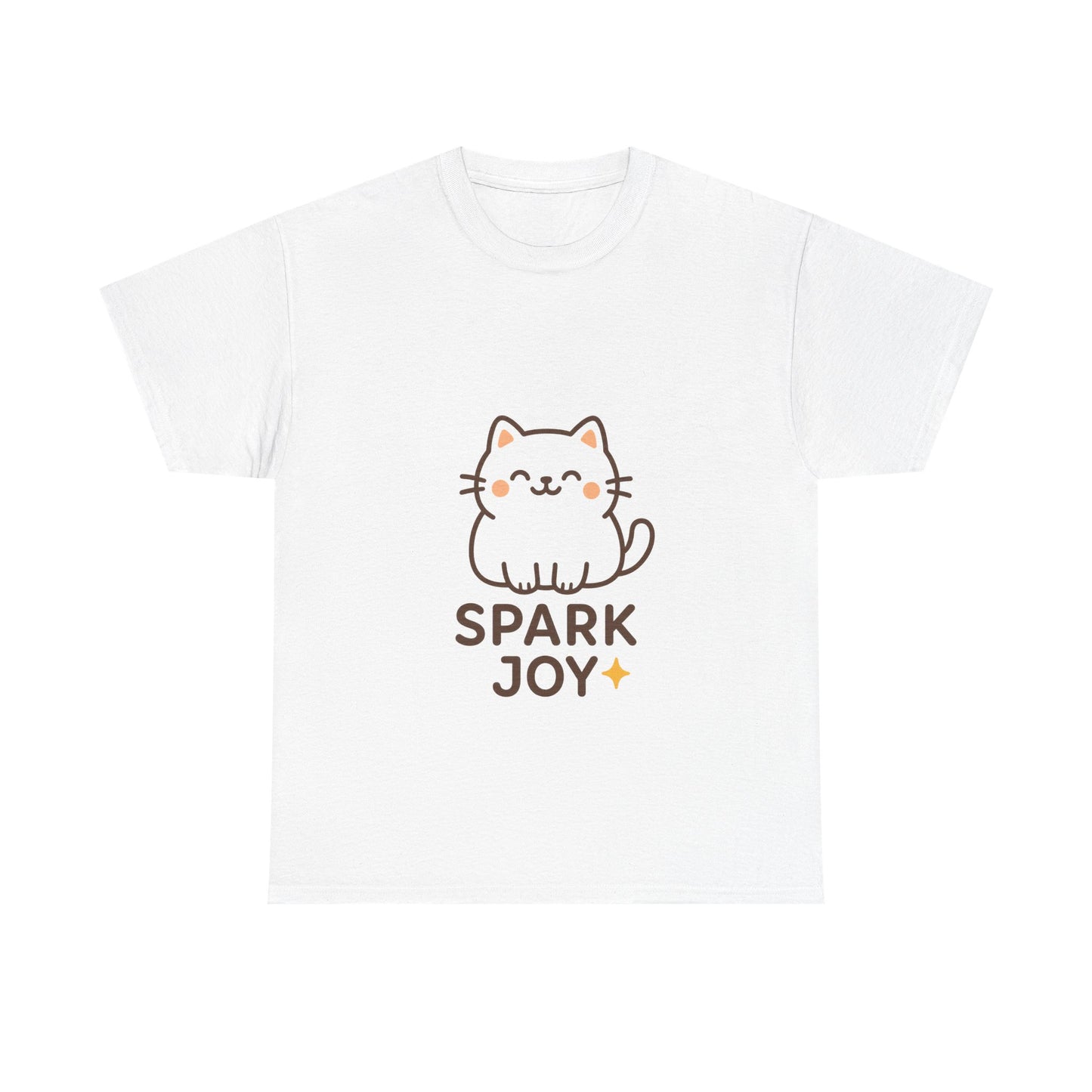 Spark Joy Cat Unisex Heavy Cotton Tee, Cute Pet T-Shirt, Animal Lover Gift, Cat Lover Apparel, Fun Casual Wear, Joyful Fashion