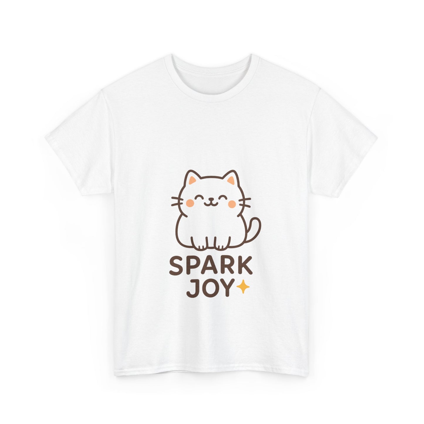 Spark Joy Cat Unisex Heavy Cotton Tee, Cute Pet T-Shirt, Animal Lover Gift, Cat Lover Apparel, Fun Casual Wear, Joyful Fashion