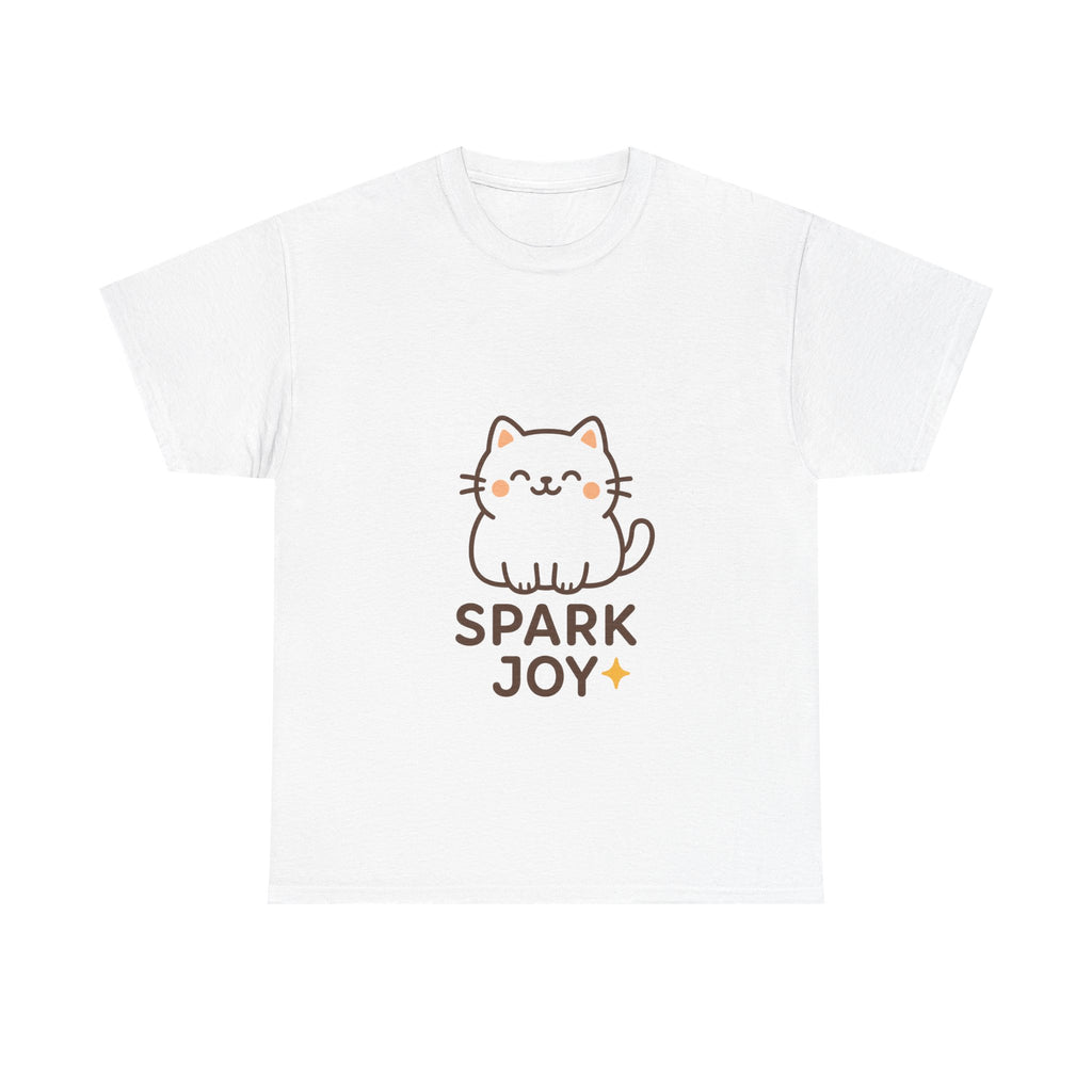 Spark Joy Cat Unisex Heavy Cotton Tee, Cute Pet T-Shirt, Animal Lover Gift, Cat Lover Apparel, Fun Casual Wear, Joyful Fashion