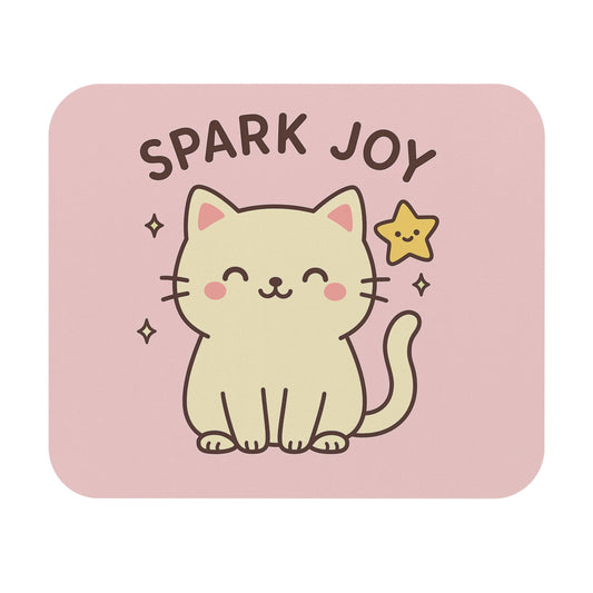 Cute Cat Themed Mouse Pad - Spark Joy Desk Accessory, Cat Lover Gift, Office Supplies, Home Decor, Fun Workspace