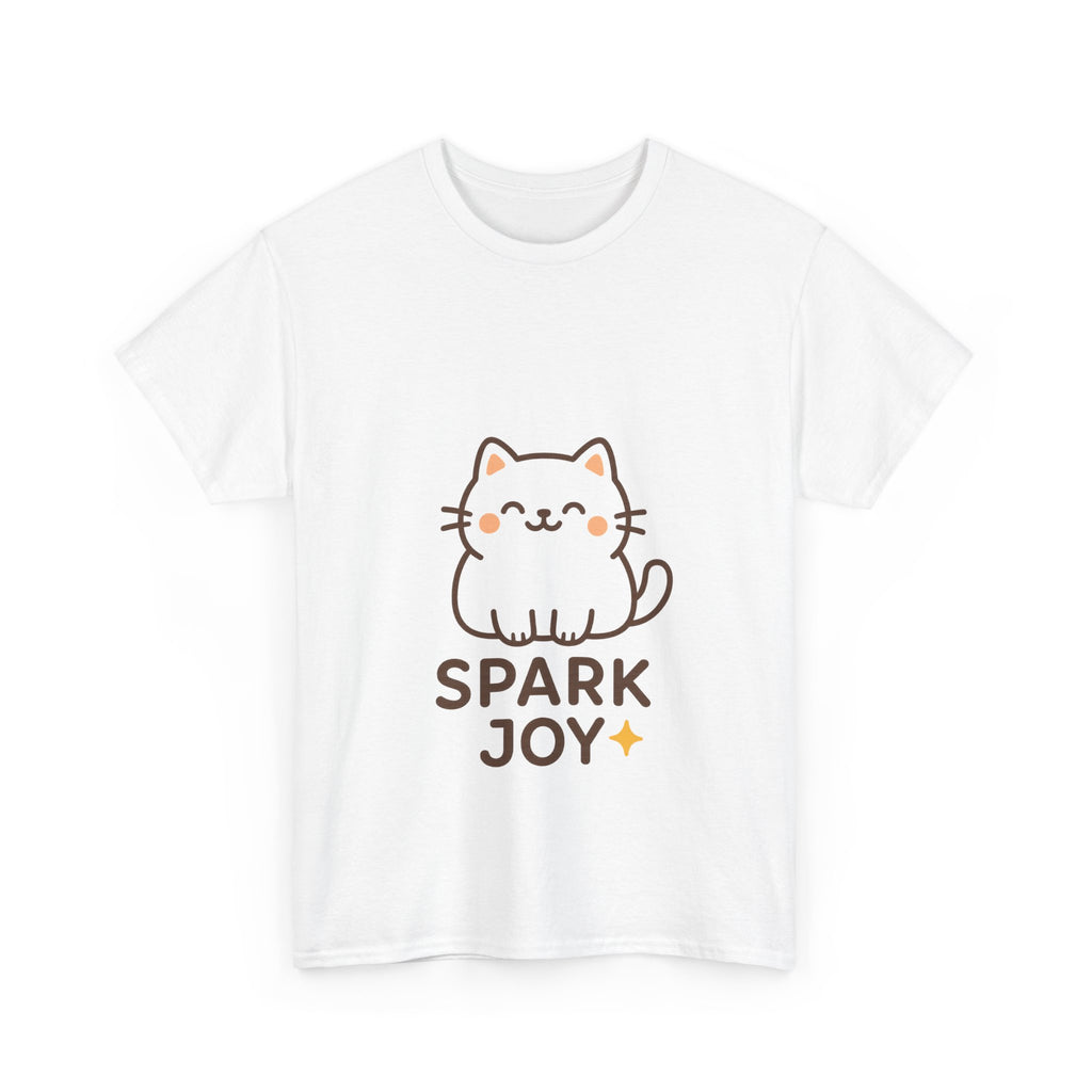 Spark Joy Cat Unisex Heavy Cotton Tee, Cute Pet T-Shirt, Animal Lover Gift, Cat Lover Apparel, Fun Casual Wear, Joyful Fashion