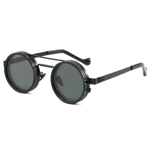 ND2-400 9 Level Adjustable Sunglasses Dimming Polarized Fishing round Men Sunglasses with ND Filter Lenses Vintage Punk Driving